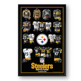 Sporticulture - Pittsburgh Steelers 14" x 20" Uniform Heritage Framed Art Print - Multicolor