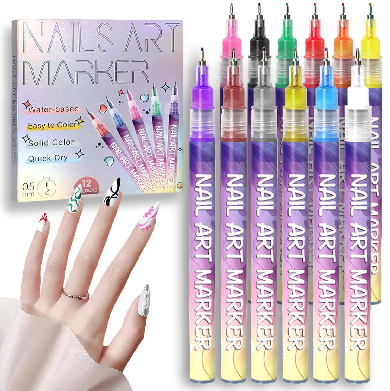 Nails Art Marker

Water-based
Easy to Color
Solid Color
Quick Dry

0.5 mm

12 Colours

Nail Art Marker