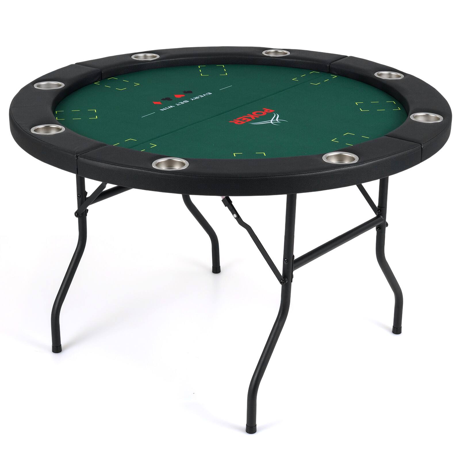 Alt View 9. Gymax - Gymax 48'' Poker Table Foldable w/Metal Legs 8 Cup Holders Padded Edges for Blackjack Green - Green & Black.