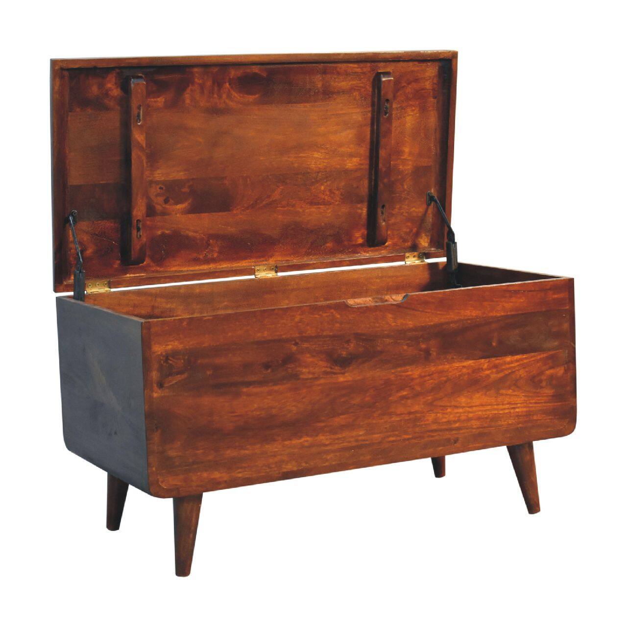 Alt View 2. Artisan Furniture - Artisan Furniture Solid Wood Curved Chestnut Blanket Box, Dark Brown - Dark Brown.