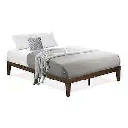 East West Furniture - Full Size Platform Bed with 4 Legs and 2 Extra Center Legs - Finish - Walnut