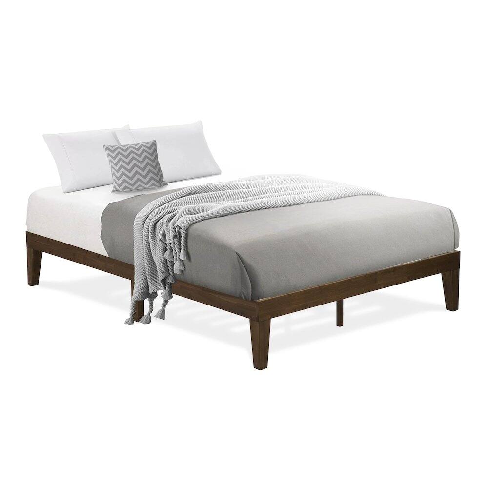 Front. East West Furniture - Full Size Platform Bed with 4 Legs and 2 Extra Center Legs - Walnut Finish - Walnut.