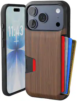 Smartish - iPhone 18 Pro/17 Pro Wallet Case - Wallet Slayer Vol 1 - Slim Grip Card Holder Cover - Woodgrain - Walnut Woods