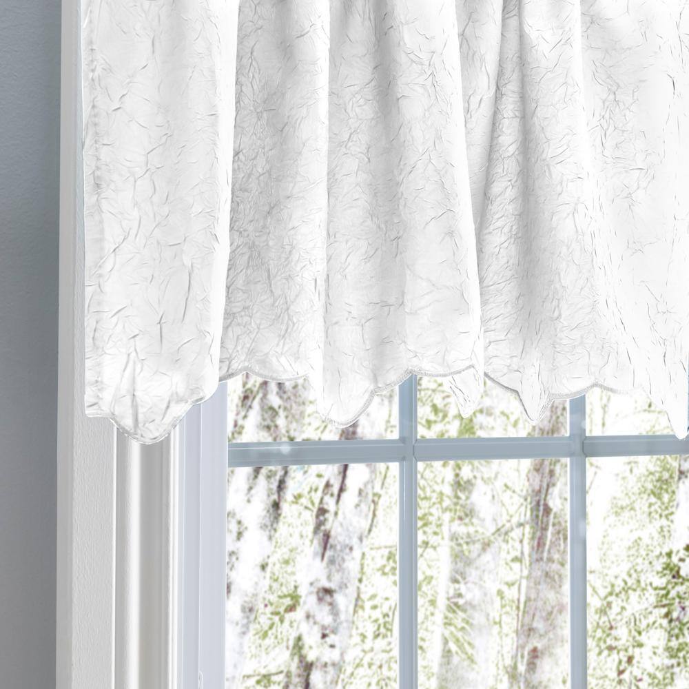 Angle. Ellis Curtain - Ellis Curtain Portland Crushed Taffeta Rod Pocket Valance - 48x15" White - White.