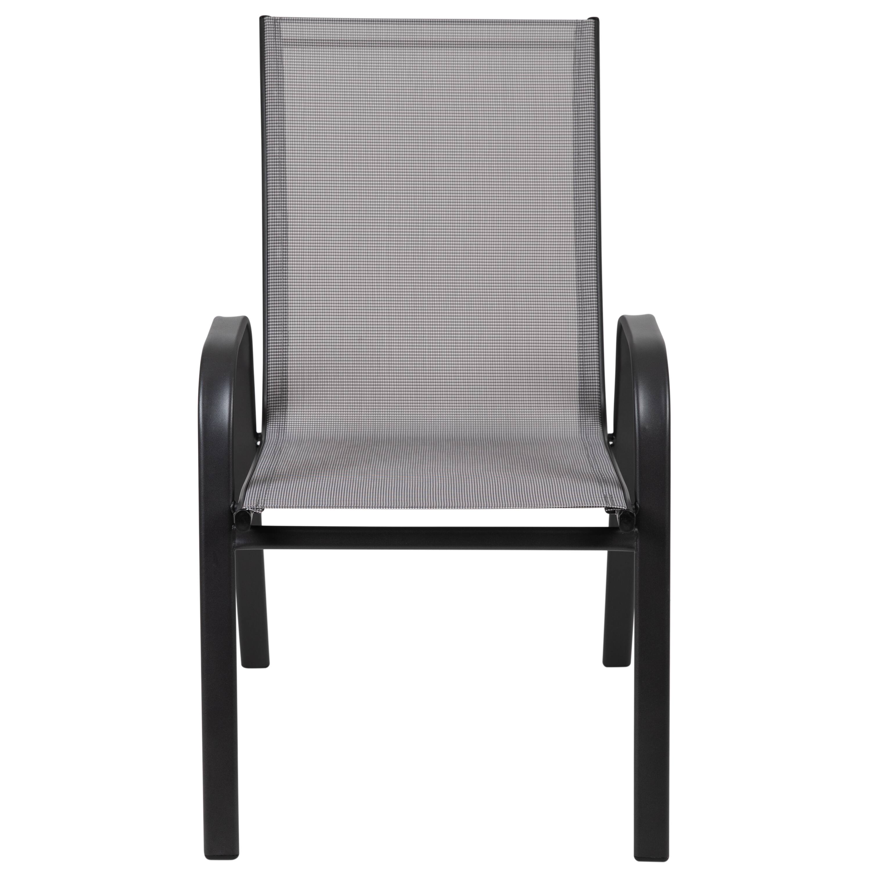 Alt View 3. Emma + Oliver - 5 Pack. Outdoor Stack Chair with Flex Comfort Material and Metal Frame - Gray.