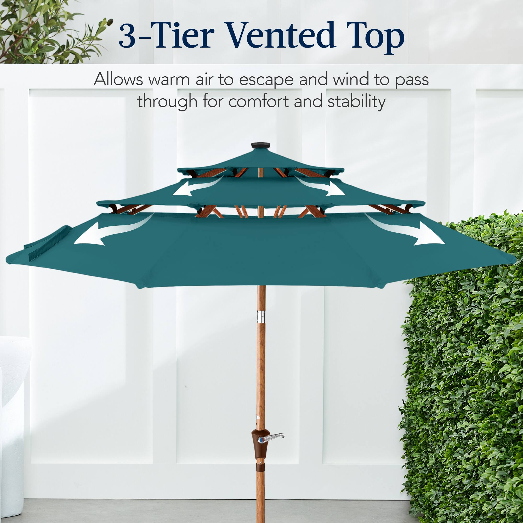 3-Tier Vented Top

Allows warm air to escape and wind to pass through for comfort and stability.