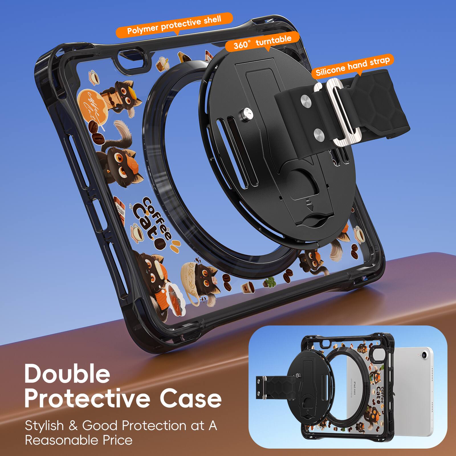 Polymer protective shell

360° turntable

Silicone hand strap

Double Protective Case

Stylish & Good Protection at A Reasonable Price