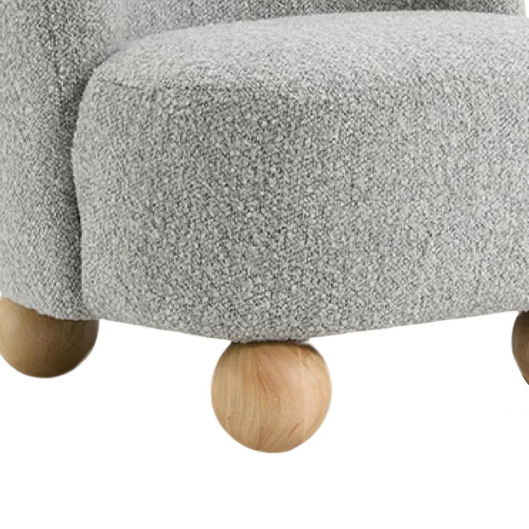 Alt View 2. Manhattan Lane - Dave Armless Accent Chair with Wooden Ball Feet Boucle Fabric - Gray, Light Brown.