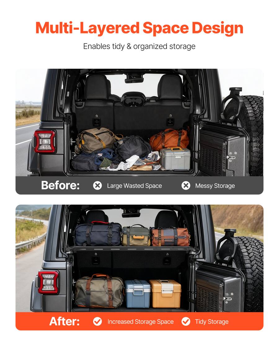 VEVOR Rear Trunk Cargo Rack, for 2007 2024 Jeep Wrangler JK,300 lbs ...