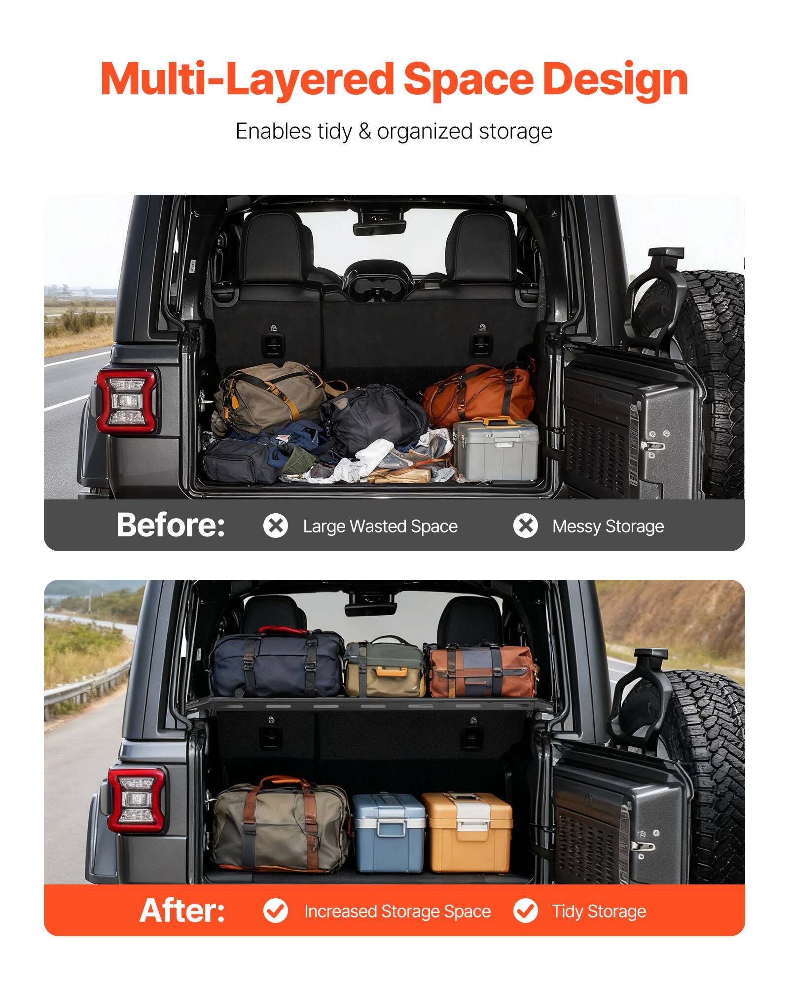 VEVOR Rear Trunk Cargo Rack, for 2007 2024 Jeep Wrangler JK,300 lbs ...