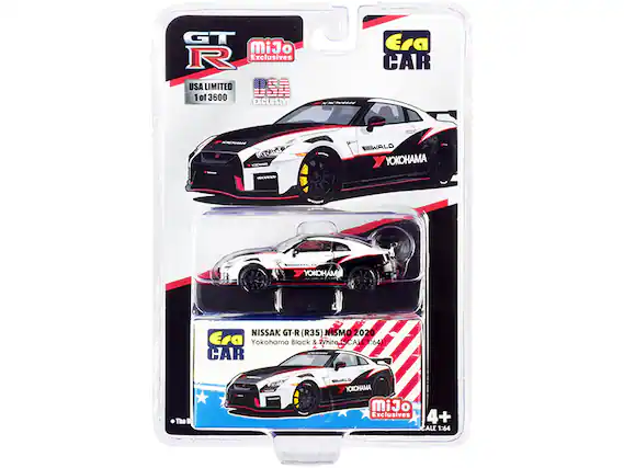 GT-R
MiJo Exclusives
USA LIMITED 1 of 3600
EXCLUSIVE
Era CAR
NISSAN GT-R (R35) NISMO 2020
Yokohama Black & White
SCALE 1:64
WALD
YOKOHAMA
4+
SCALE 1:64
MiJo Exclusives