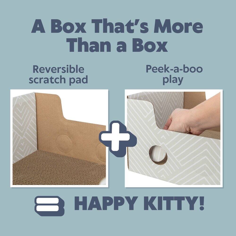 A Box That's More Than a Box  
Reversible scratch pad + Peek-a-boo play = HAPPY KITTY!