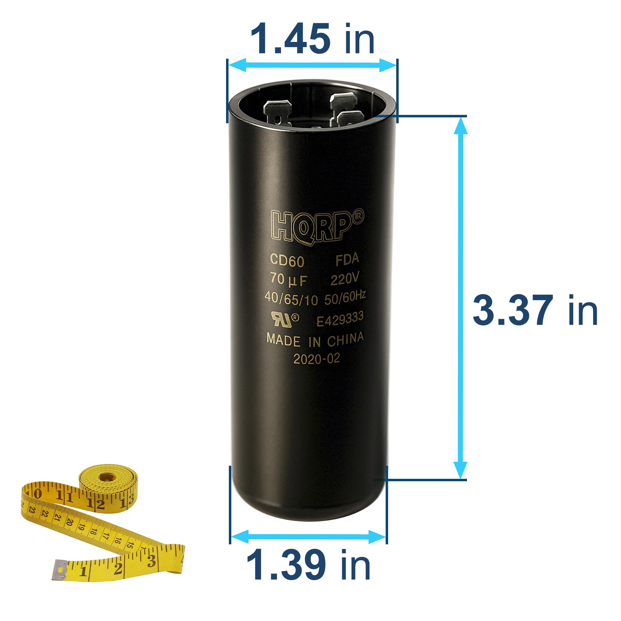 HQRP 70 uF 220 V Motor Start Capacitor CD60 UL Listed for Genie 1