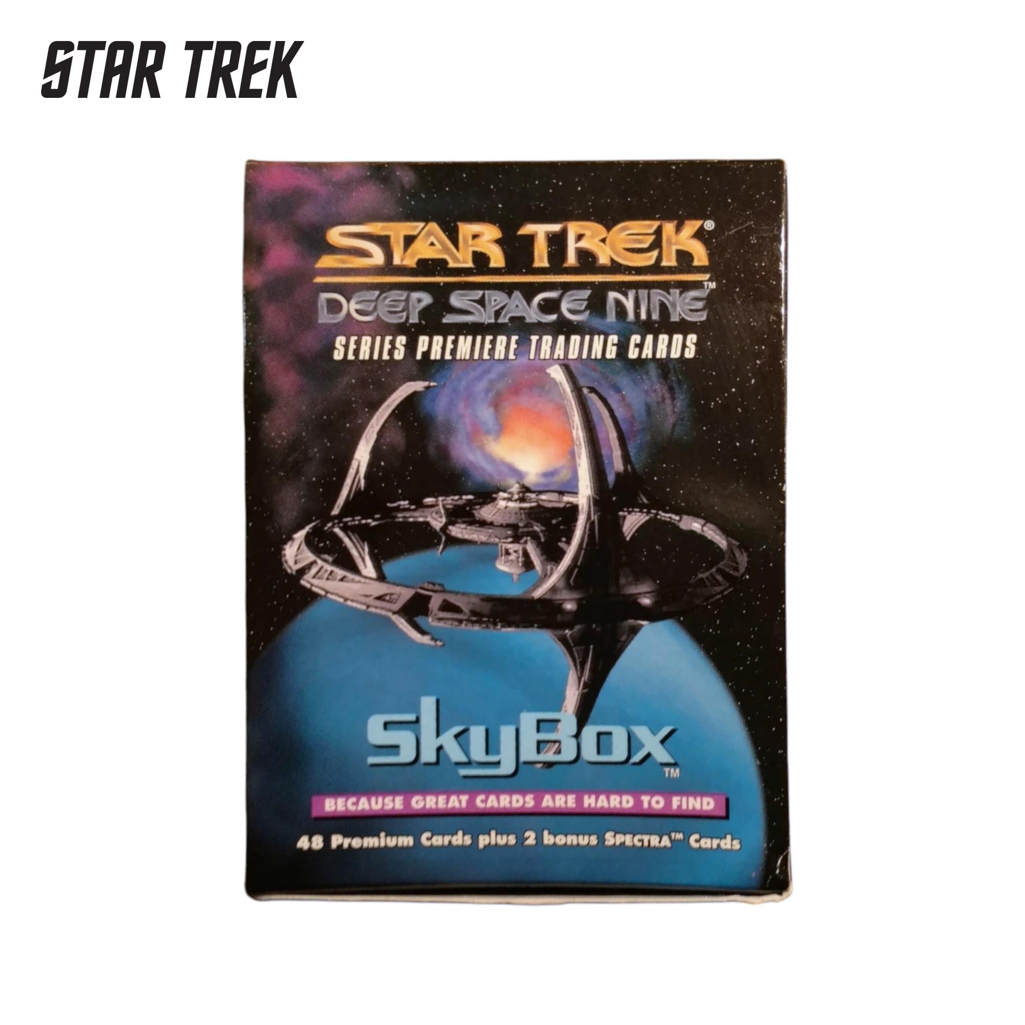 STAR TREK  
STAR TREK DEEP SPACE NINE  
SERIES PREMIERE TRADING CARDS  
SkyBox™  
BECAUSE GREAT CARDS ARE HARD TO FIND  
48 Premium Cards plus 2 bonus SPECTRA™ Cards