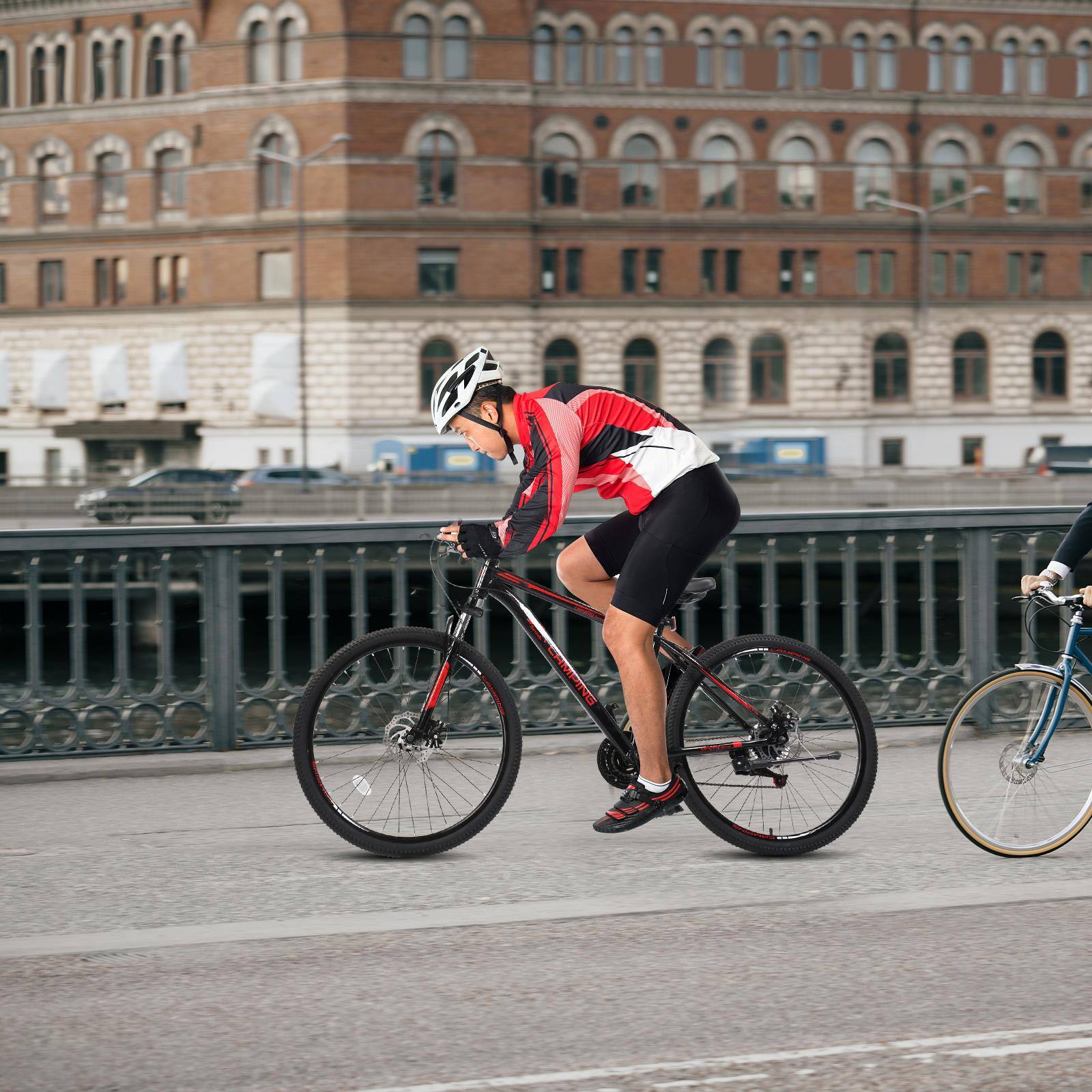 Left. Winado - 27.5" Mountain Bike 21 Speeds MTB High Carbon Steel Disc Brake Bicycle Men High Carbon Steel Frame Suspension Fork - Black.