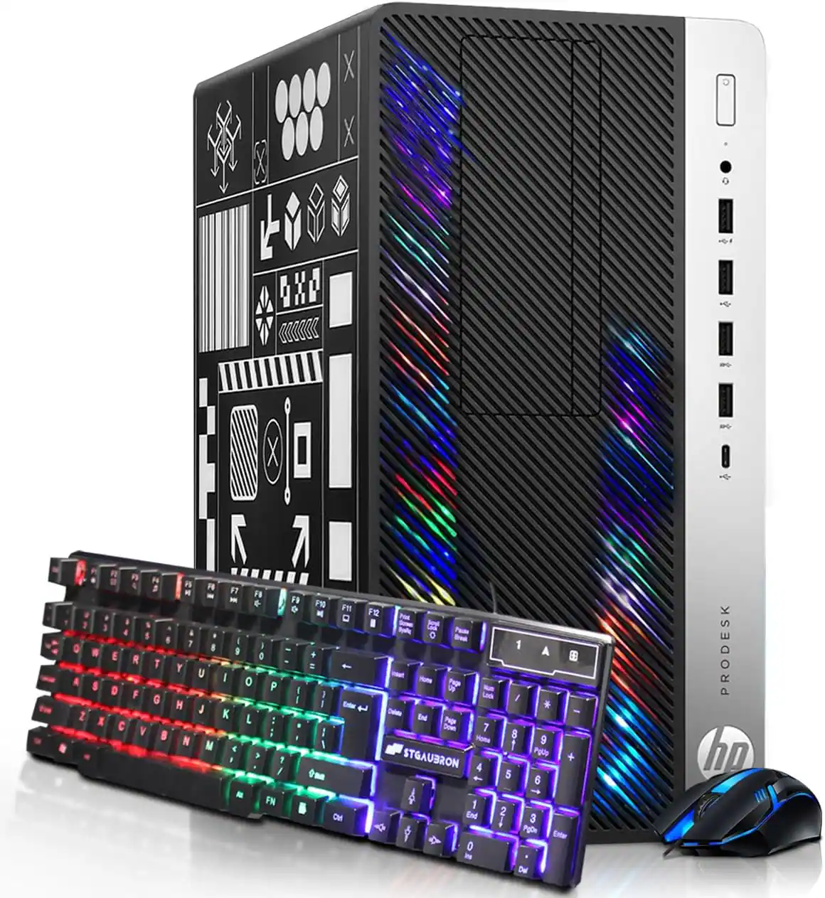 HP - Refurbished Excellent - RGB Gaming Desktop PC, Intel Core I5-6500 3.2 up to 3.6GHz, GT 1030 2G, 32GB DDR4 RAM, 512GB SSD + 3TB HDD, Win11 Pro - Black