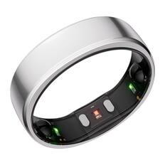 Front. RINGCONN - Gen 2 Ultra-Thin Smart Ring, Sleep Apnea Monitoring, Health Tracking, Size 12 - Future Silver.