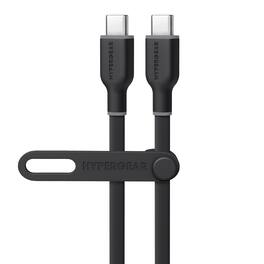 HyperGear - 15910 Flexi Pro Usb-c To Usb-c Soft-touch Silicone Fast Charge And Sync Cable (10 Ft.; - Black