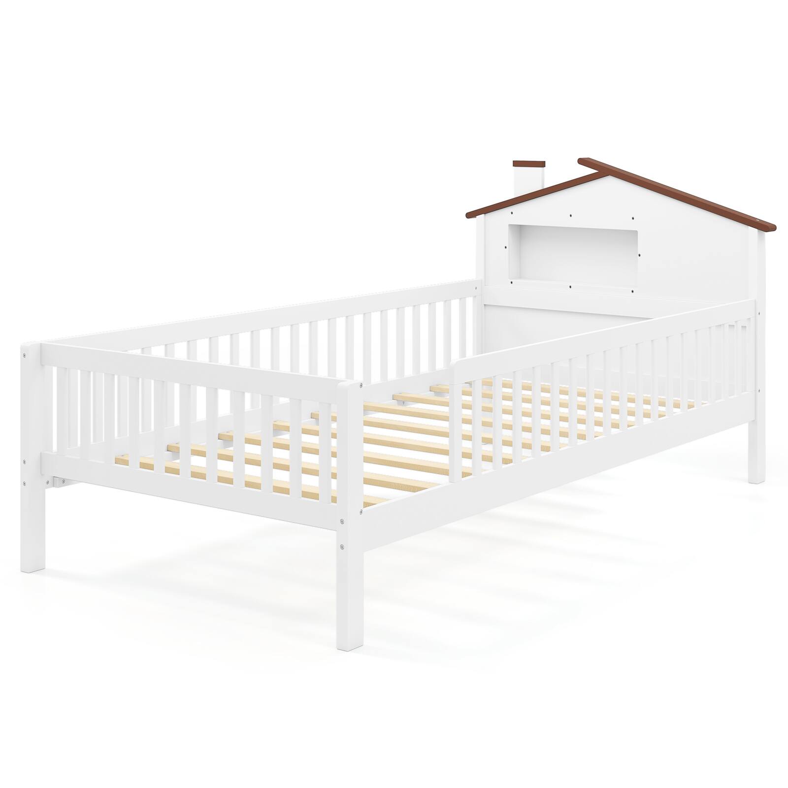 Alt View 1. Gymax - Gymax Twin Size Kids Bed Solid Wood Platform Bed w/ Under-bed Storage & Storage Cube White - White.