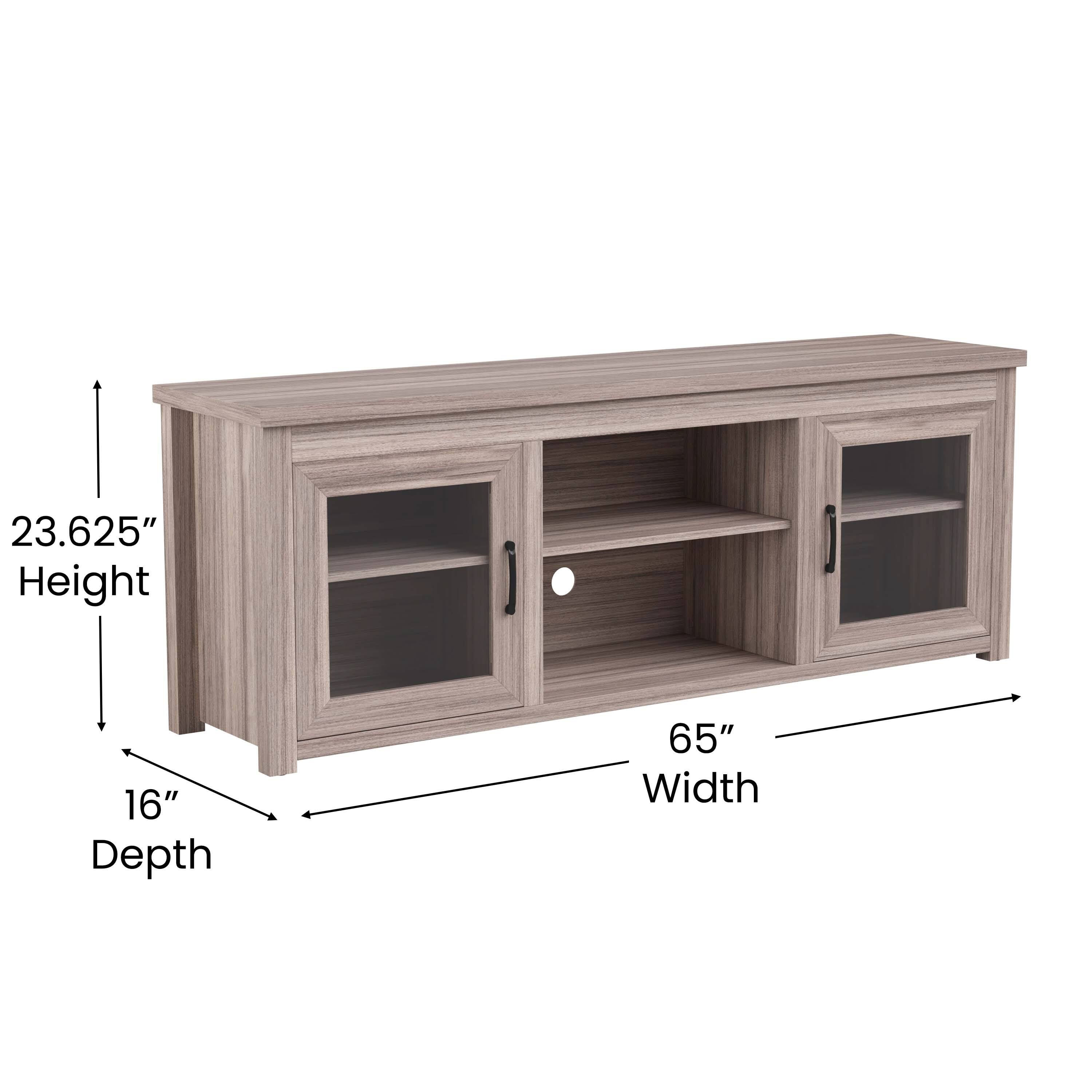 Alt View 12. Alamont Home - Classic TV Stand for up to 80" TVs-Glass Fronted Doors-Modern Finish - Gray Wash Oak.