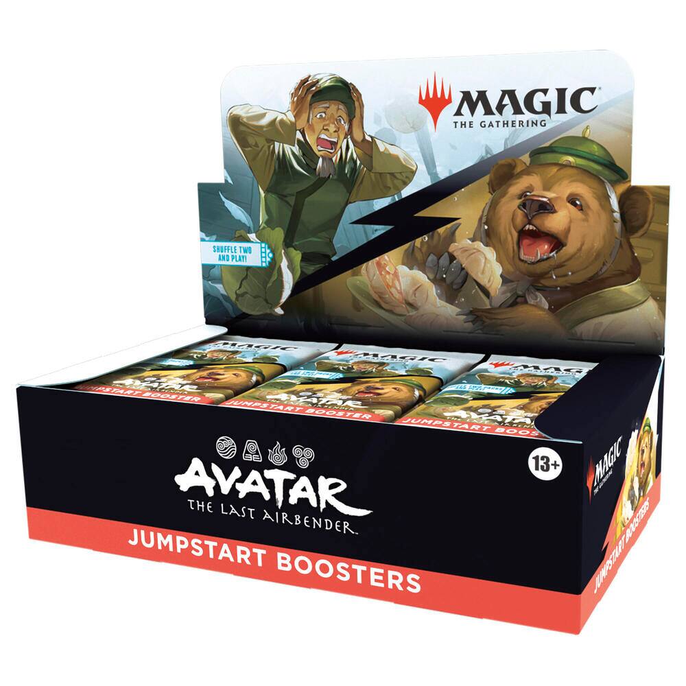 MAGIC THE GATHERING SHUFFLE TWO AND PLATTI  
Al MARIC  
4 PA4 OETART  
N FOOSTER MDE JUMPSTART  
Rh. BOOSTER AMAT JUMPSTART BOOZ AVATAR  
13+ MAGIC THE LAST AIRBENDER  
AA20205 JUMPSTART JWSTLT BOOSTERS