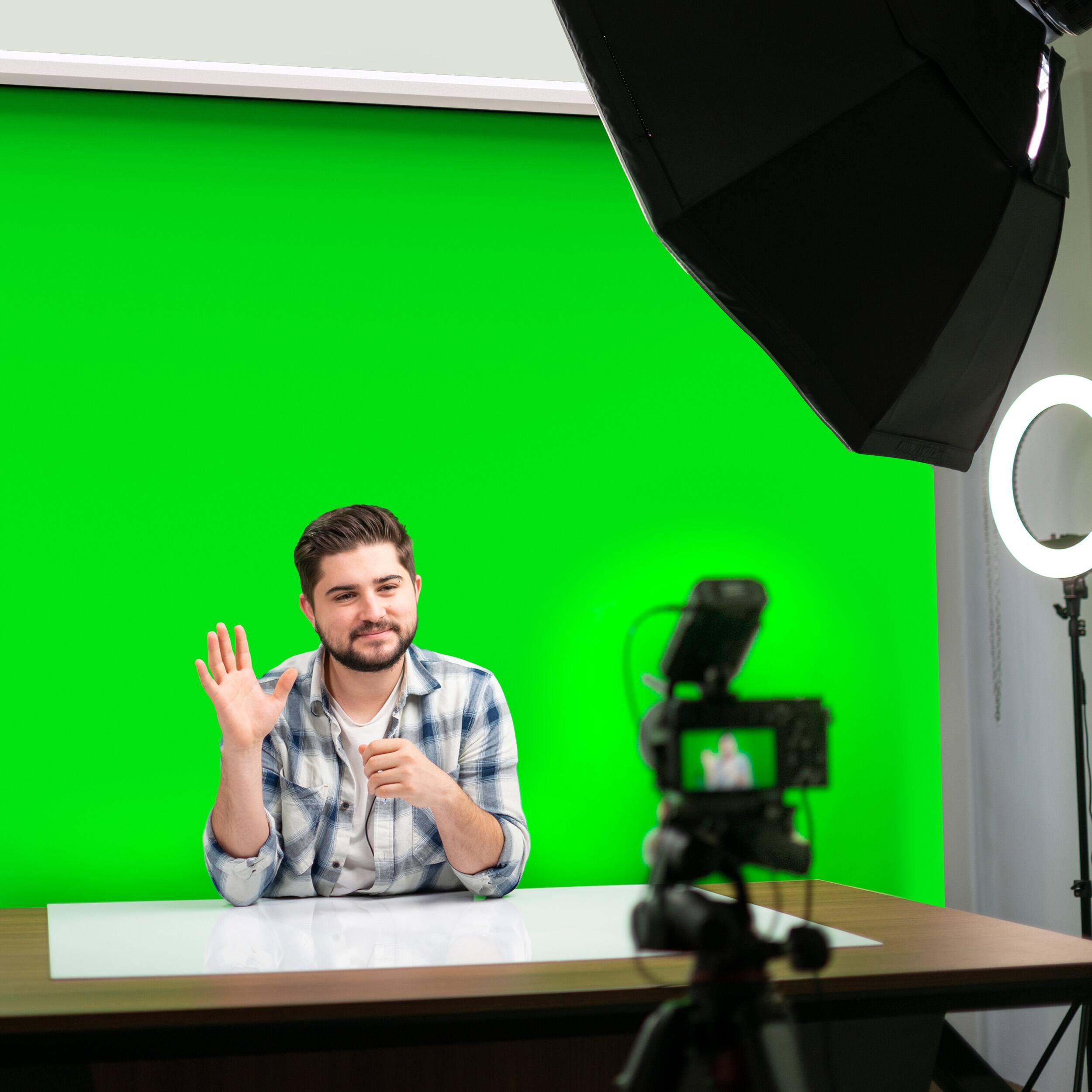 Alt View 2. KHOMO GEAR - Green Screen 84 x 84 in – XL Pull-Down Backdrop with White Case for Video, Editing & Photography.