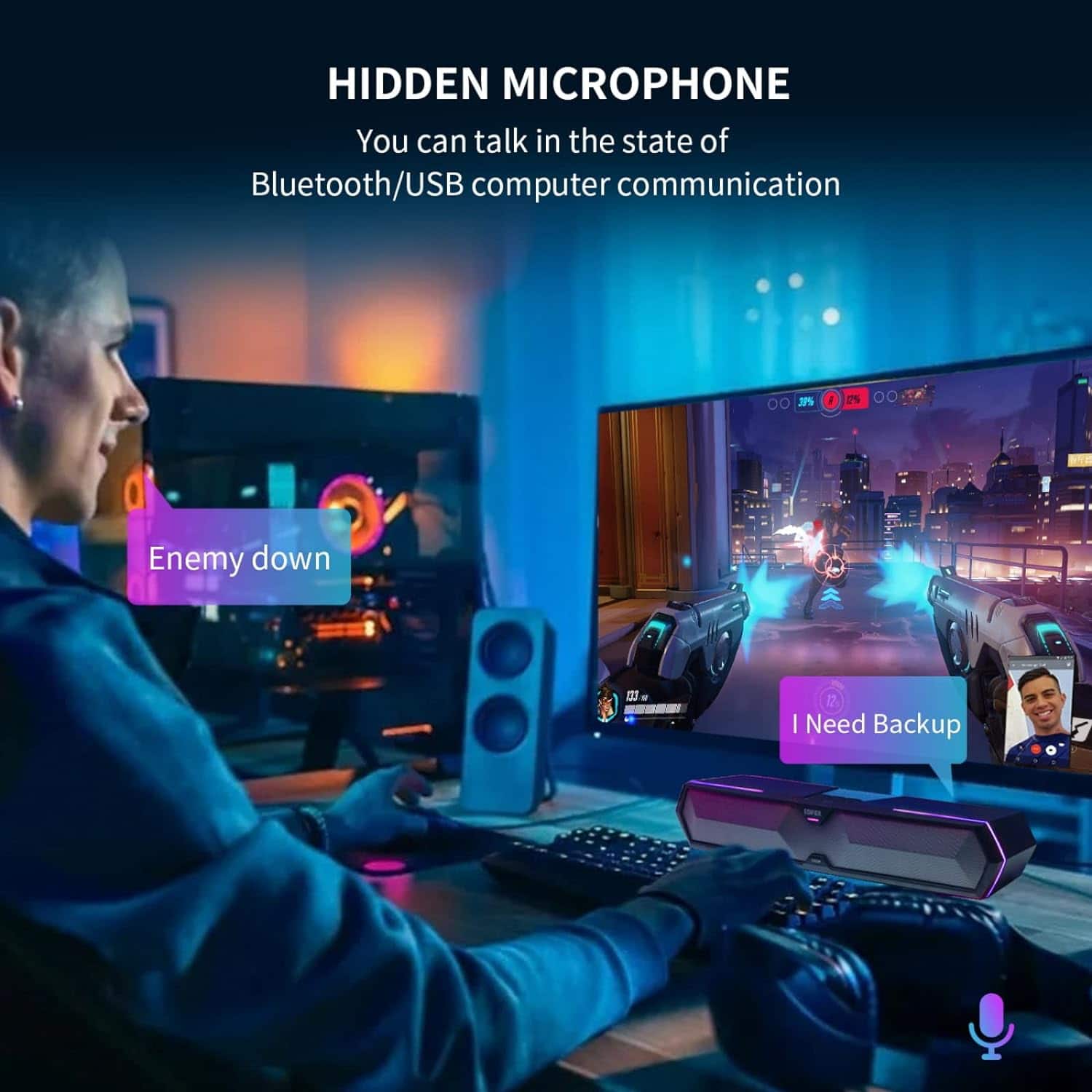 Hidden Microphone: You can talk in the state of Bluetooth/USB computer communication.