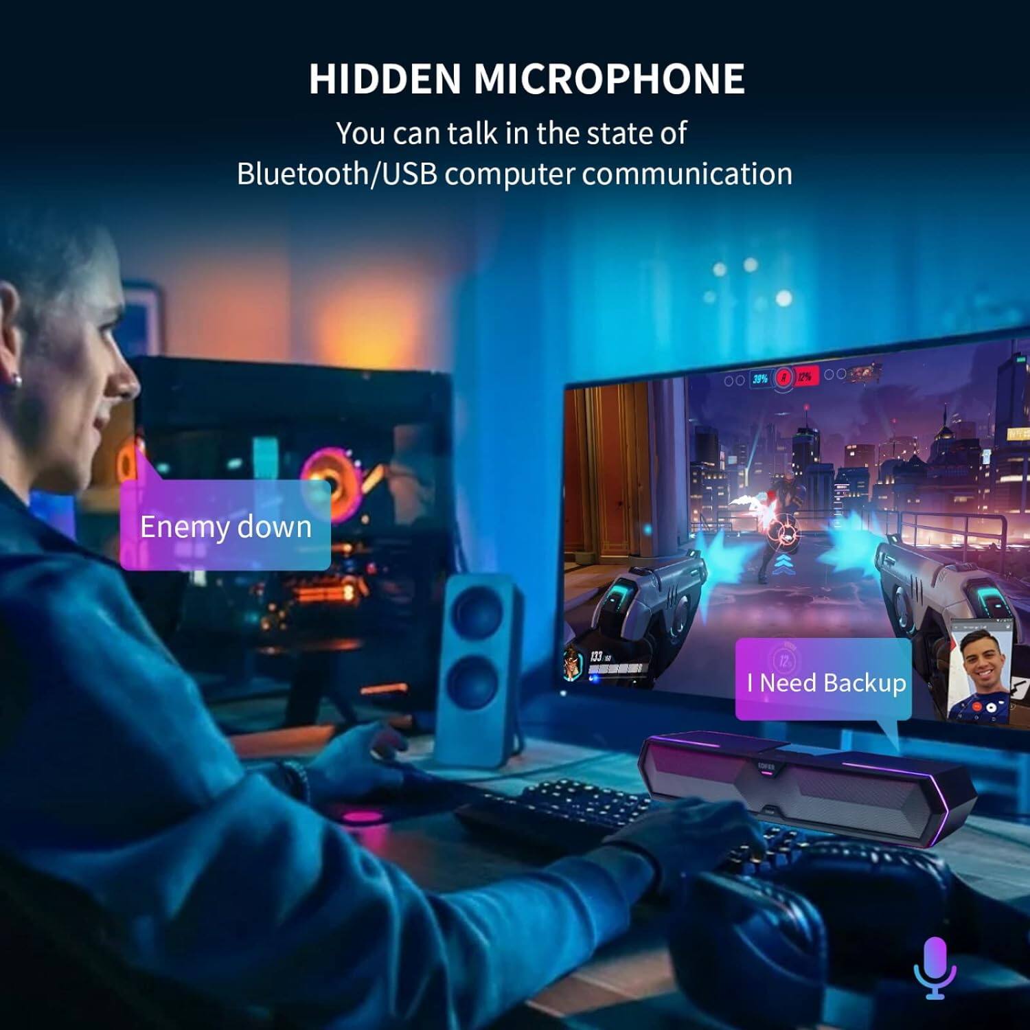 Hidden Microphone: You can talk in the state of Bluetooth/USB computer communication.