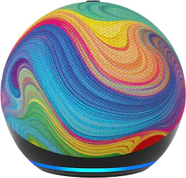 Echo Dot Kids with Alexa (newest model), Designed for kids, w/ parental controls, Includes 1 Year of Amazon Kids+ - Rainbow Swirl