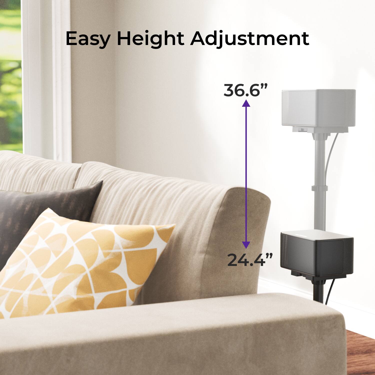 Easy Height Adjustment  
36.6"  
24.4"