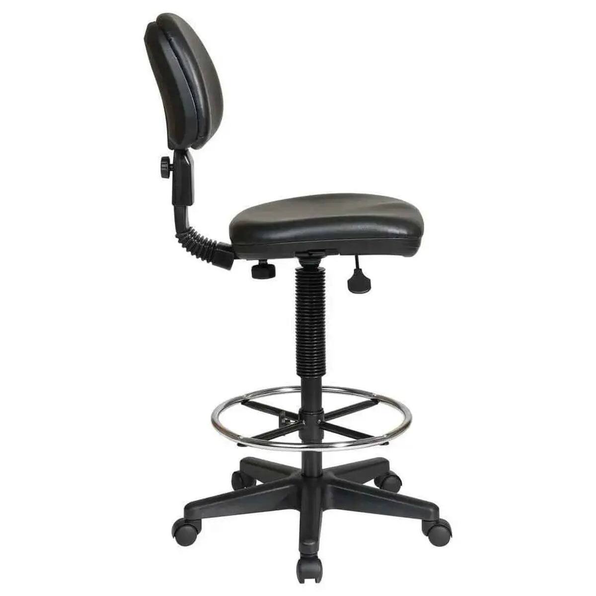 Angle. Office Star Products - Drafting Chair with Adjustable Height and Comfortable Vinyl Seat - Black.