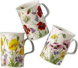 Jiallo - Roy Kirkham Lancaster Mug - English Meadow Set of 6, Bone China Ceramic Made in England - Mutli color