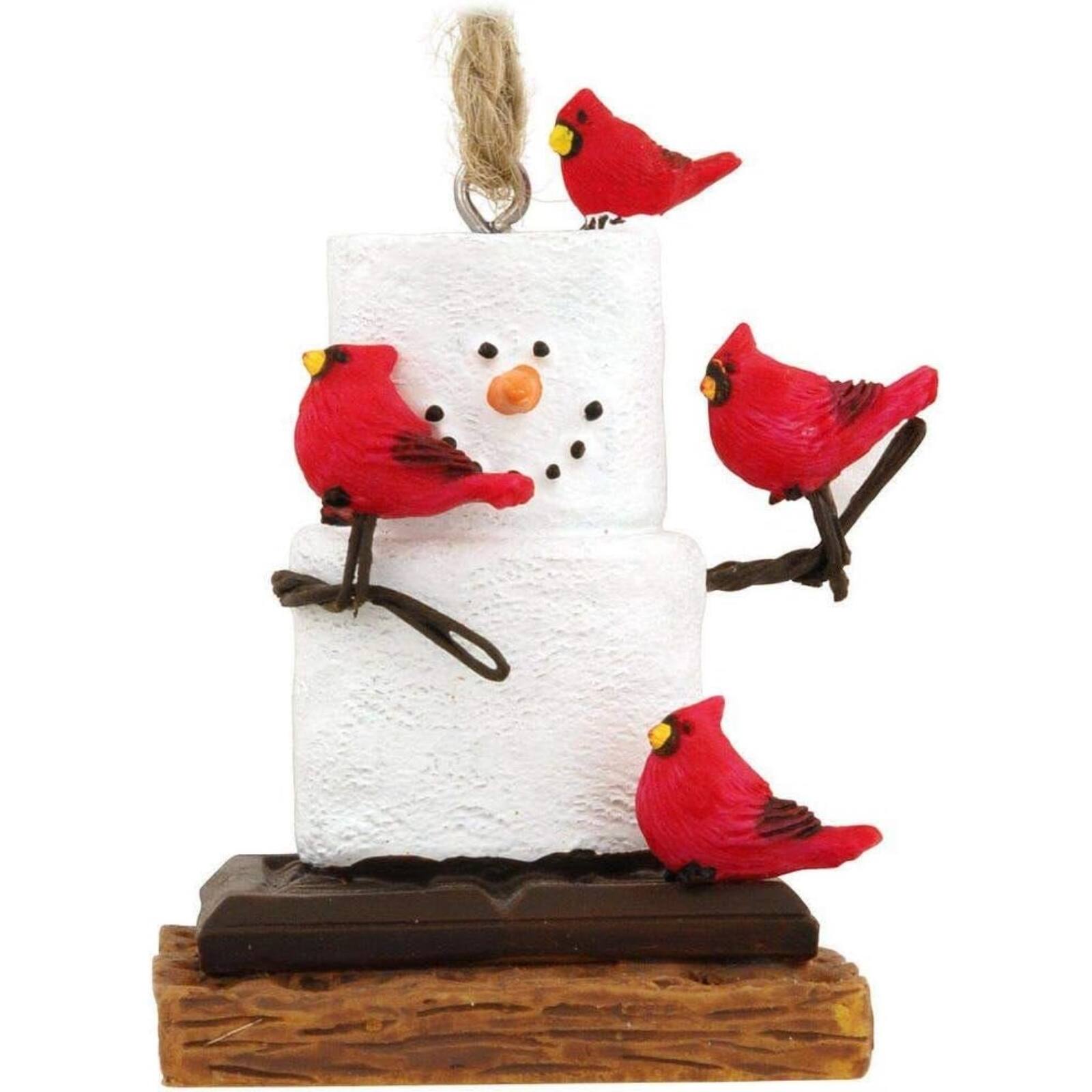 Angle. Ganz - Ganz S'Mores Snowman With Cardinals Resin Christmas Tree Ornament 2.5 inch - Multicolor.
