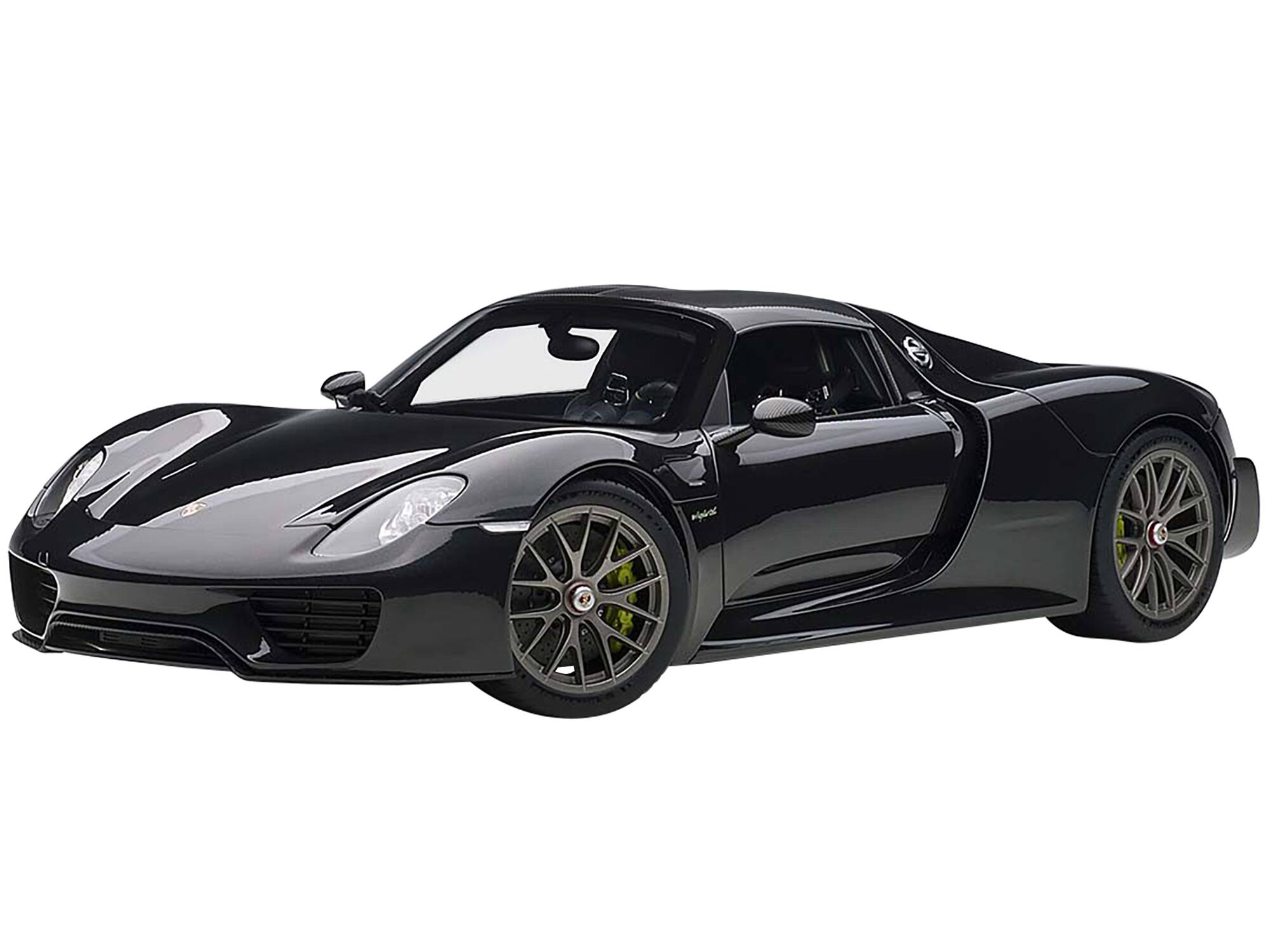 Angle. Autoart - Porsche 918 Spyder Weissach Package Basalt Schwarz Black Metallic 1/12 Model Car by Autoart - Black.