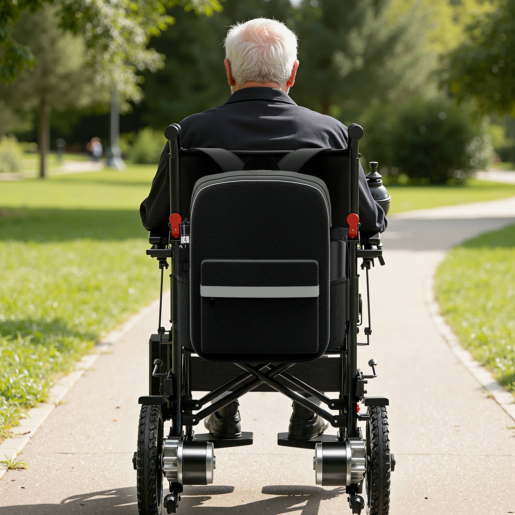 Alt View 4. KERDOM - Mobility Electric Wheelchair Universal Accessory - Back Pack Multi Organizer Storage Bag Large Pouch, For Most Models - Black.