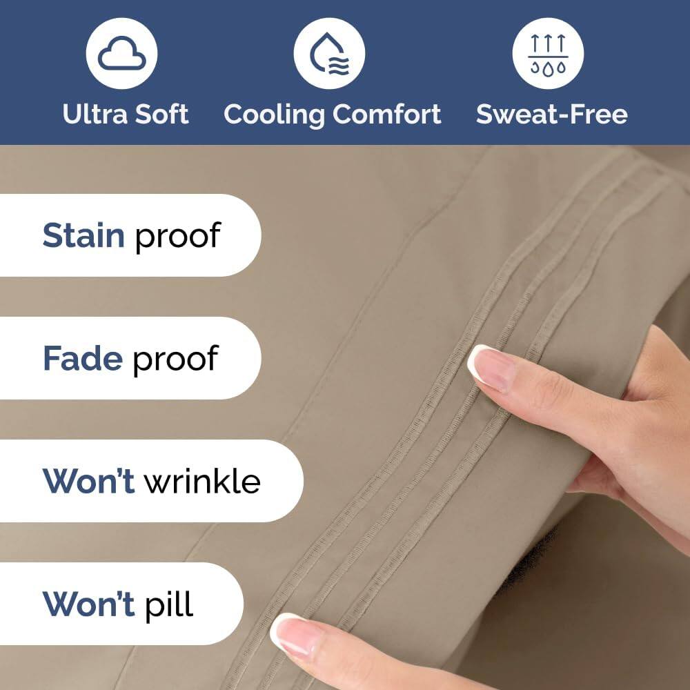 Ultra Soft  
Cooling Comfort  
Sweat-Free  

Stain proof  
Fade proof  
Won't wrinkle  
Won't pill