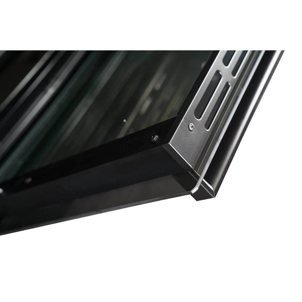 Angle. Premium Levella - 2.7 CuFt Freestanding Electric Range in Black with 4 Coil Burners and Mirrored Glass Oven Door - Black.