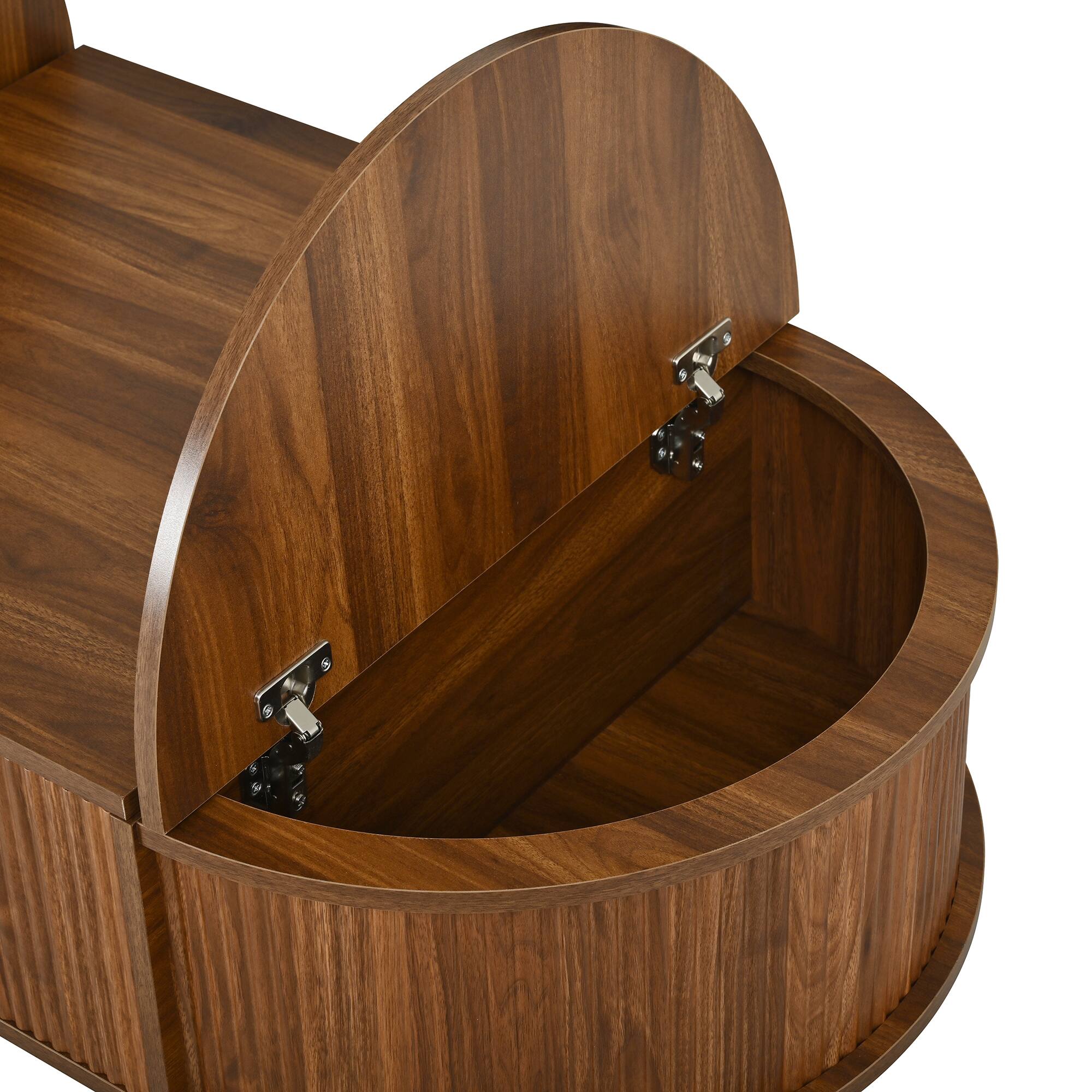 Alt View 5. Forest'nSky - Antique brown  Oval Lift-Top Coffee Table with Hidden Storage and Wood Wave - Antique brown.
