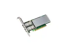 Front. Intel - Intel Ethernet RJ-45 Network Adapter - Dual-Port QSFP28 - PCI Express (PCIe) 4.0 x16 - Ethernet Port Configuration Tool - Green.