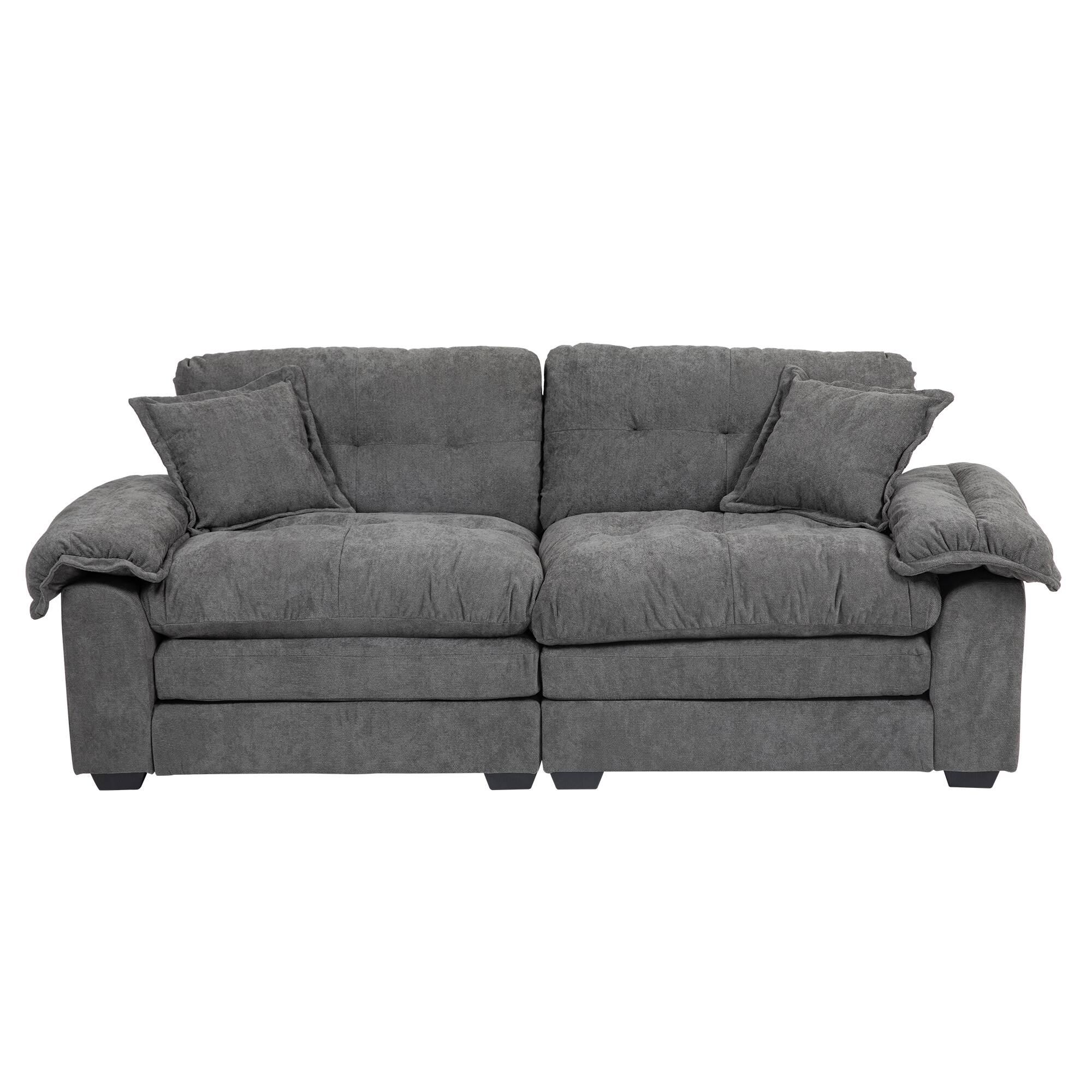 Alt View 10. Tiramisubest - 84"Chenille Sofa,Loveseat Deep Seat Sofa Couch with Pillows & Memory Foam for Living Room,Apartment,Office Lounge-Grey - Grey.