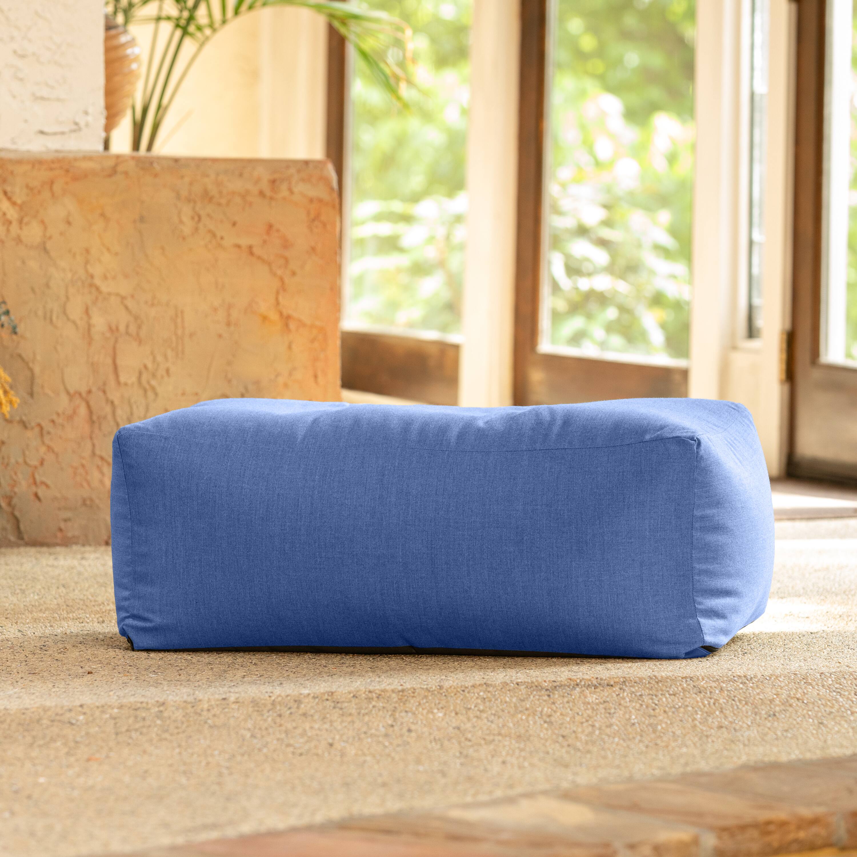 Alt View 1. Jaxx - Coza Ottoman - Large Outdoor Pouf & Footrest - Sunbrella, Ocean Blue - Ocean Blue.
