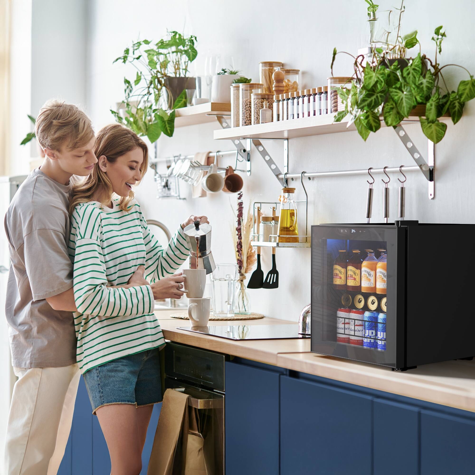 Alt View 3. Yeego - Beverage Refrigerator Cooler, 65 Cans Freestanding Mini Beverage Fridge with Glass Door Beverage cooler for Home Office - black.