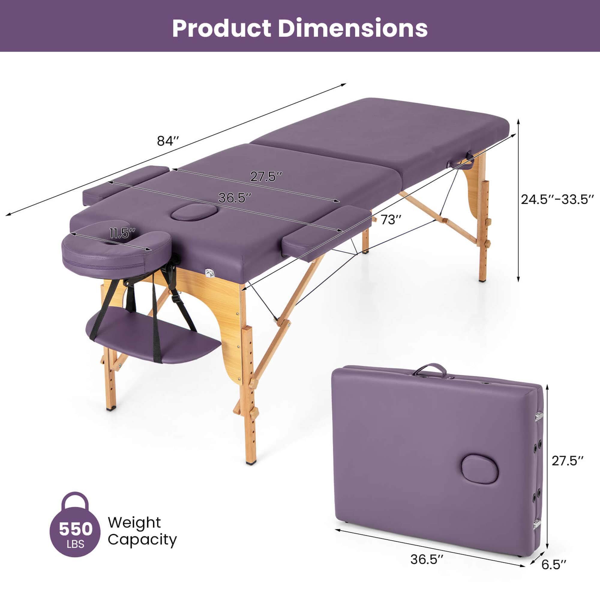 Product Dimensions  
84" x 11.5" x 27.5" x 36.5" x 73" x 24.5"-33.5" x 27.5" x 6.5"  
Weight Capacity: 550 LBS