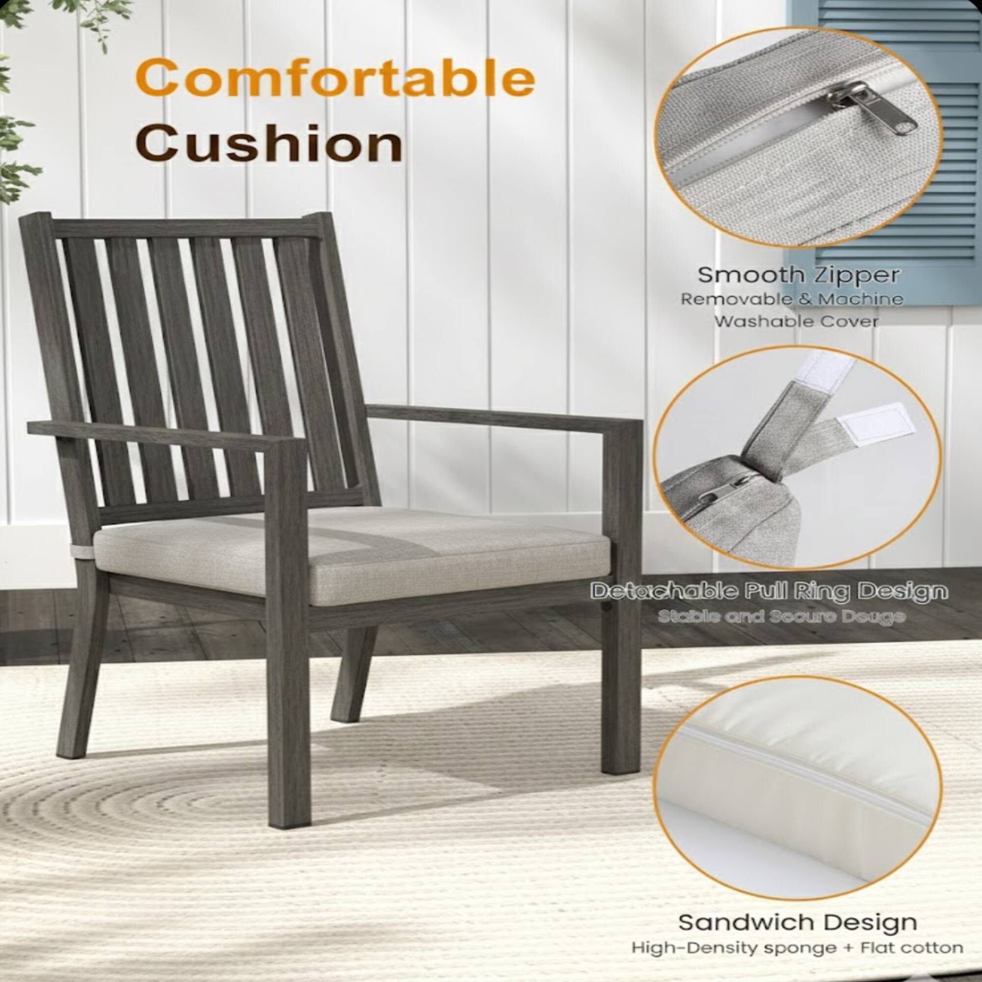 Comfortable Cushion

Smooth Zipper
Removable & Machine Washable Cover

Detachable Pull Ring Design
Stable and Secure Design

Sandwich Design
High-Density Sponge + Flat Cotton