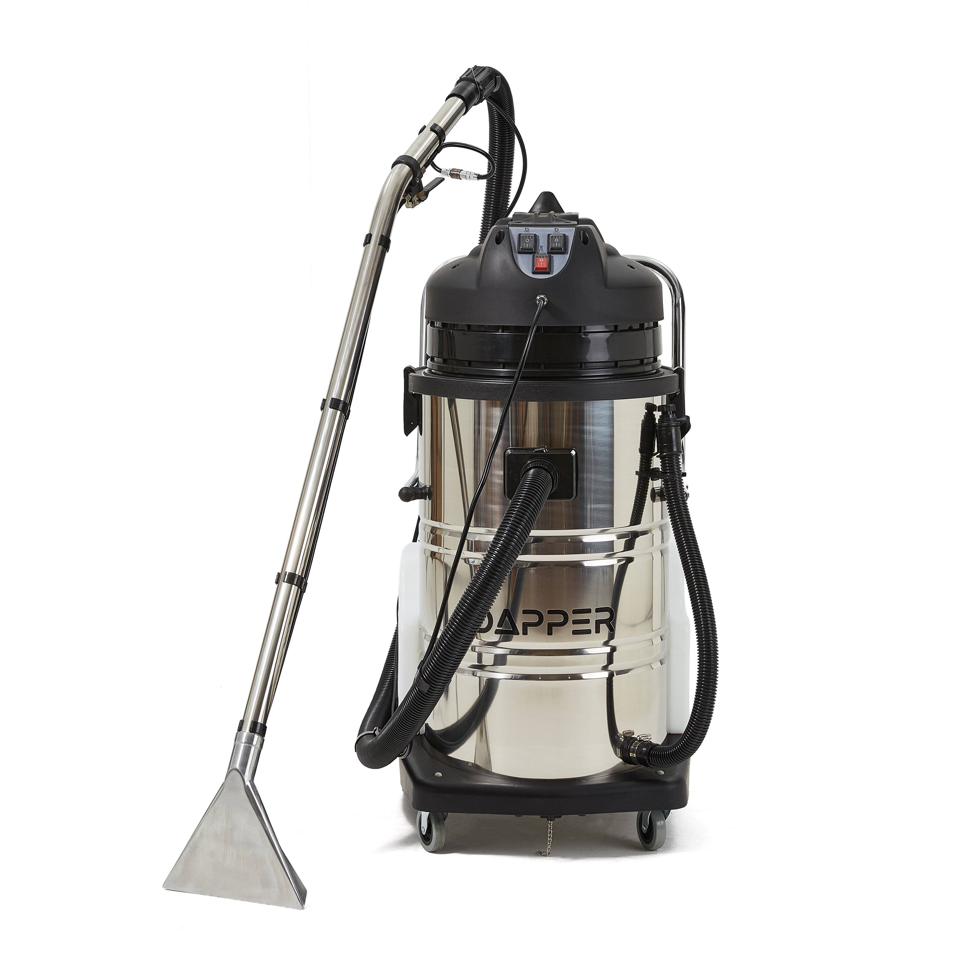 Angle. Dapper Supply - Commercial 4-in-1 Wet/Dry Vacuum & Carpet Extractor, 116 PSI, 5.3 Gal. Tank, 21 Gal. Recovery, 2-Year Warranty - Gray.