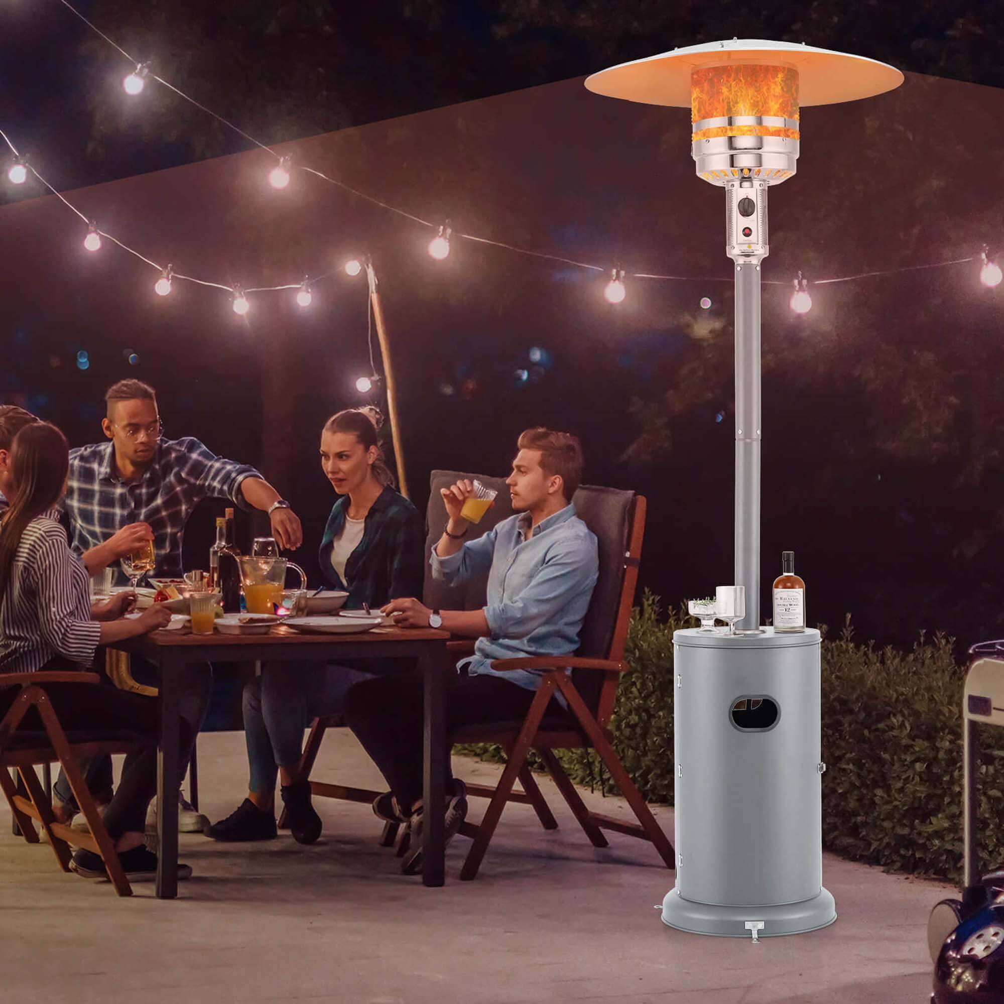 Alt View 3. Costway - Costway 50,000 BTU Patio Heater with Wheels Round Table Design & Stainless Steel Burner Gray - Gray.