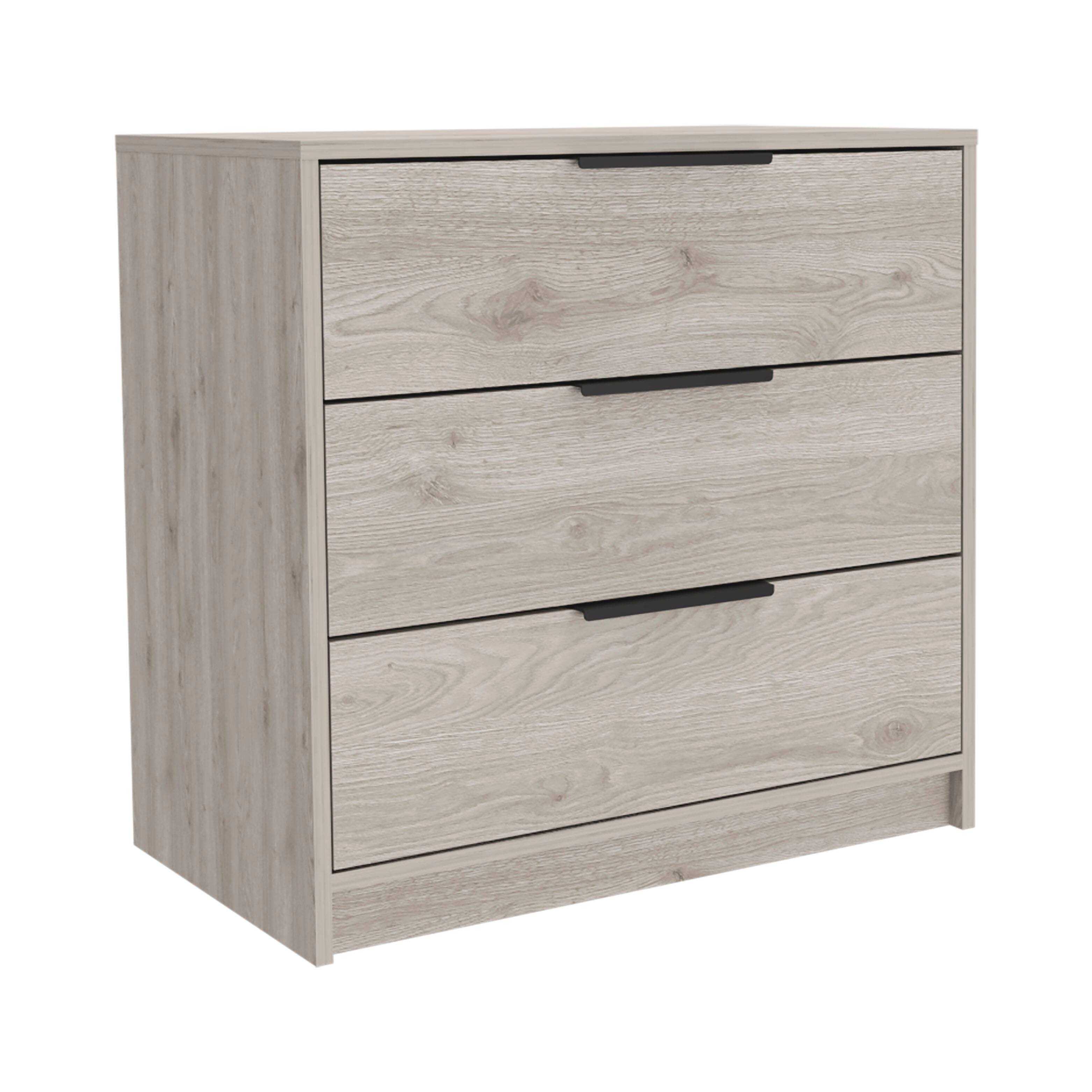 Alt View 1. TuHome - Kaia 3 Drawers Dresser, Superior Top - Light Gray.