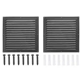 Unique Bargains - 12"x12" Aluminum Gable Vent, 2pcs Exterior Wall Outlet Square Soffit Vent HVAC Louver Air Grille with Built-in Screen - Black