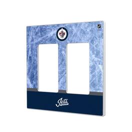 Keyscaper - Winnipeg Jets Wordmark Double Rocker Lightswitch Plate - Multicolor