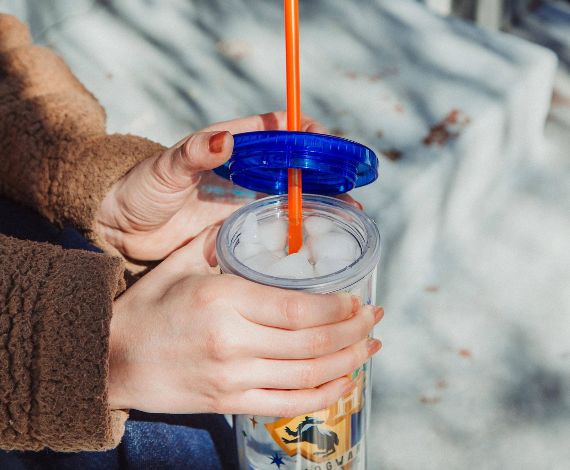 Alt View 4. Silver Buffalo - Harry Potter Hogwarts Crest Carnival Cup With Lid And Straw | Holds 20 Ounces - Blue.